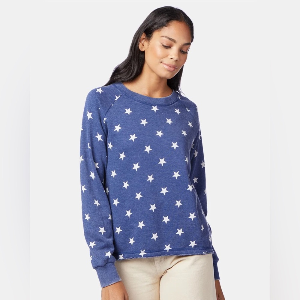 Alternative Apparel Lazy Day Mineral Wash French Terry Star Pullover Sweatshirt - Picture 6 of 17